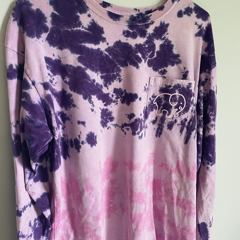 Tie Dye Ivory Ella Long Sleeve Shirt, Size LARGE